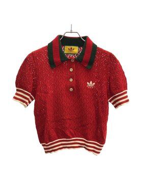Gucci Adidas Short Sleeve Knit Polo Shirt